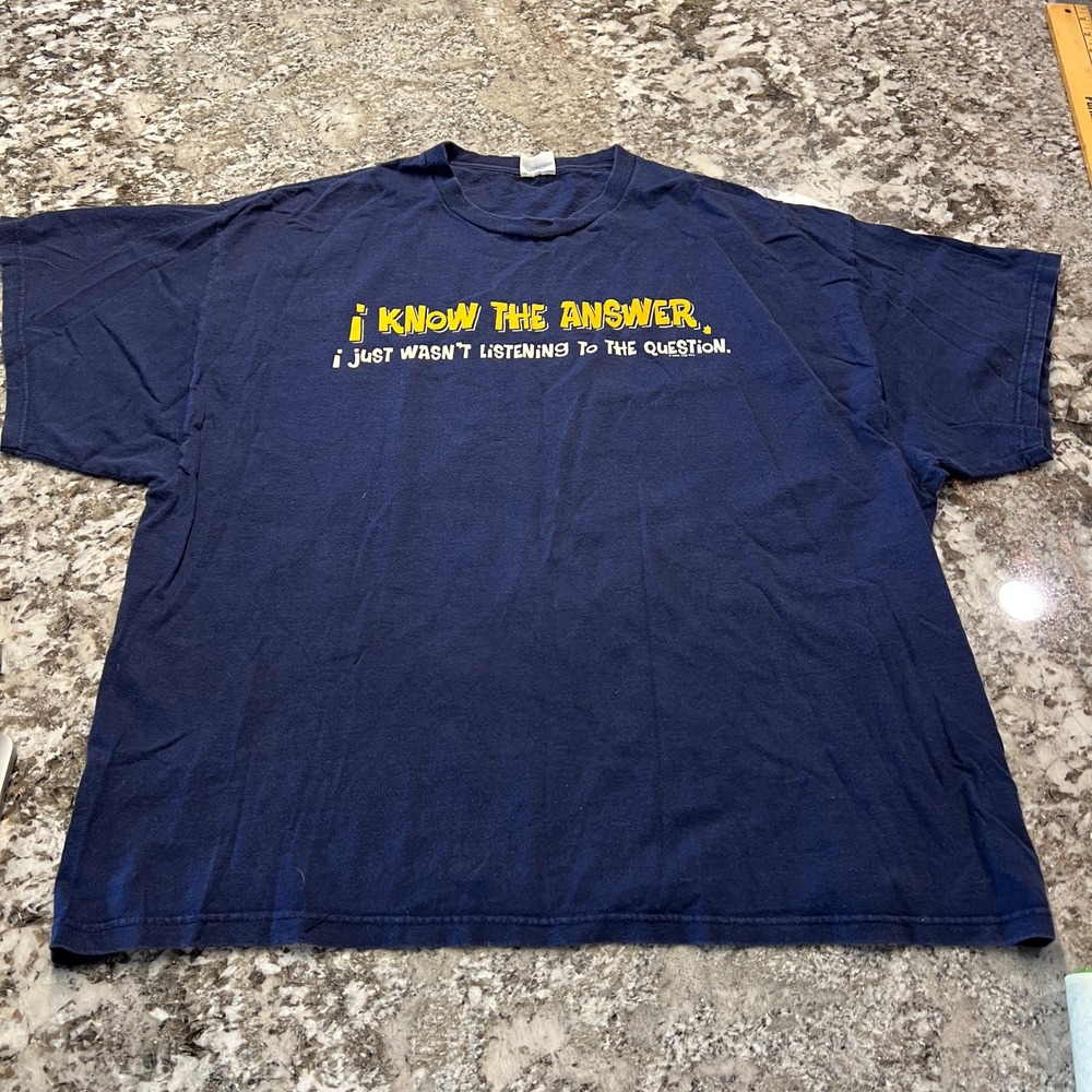 Vintage 1990s Delta Pro Weight Navy Blue Graphic Humor T-Shirt Mens XL 90s Tee